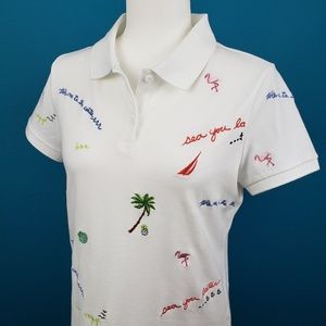 🆕️ 🌴 NAUTICA Embroidered Sea and Sun Polo Shirt // (NWT)